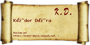 Kódor Dóra névjegykártya